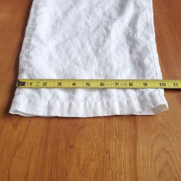 Vintage White Linen Cropped Pants 8P Lined JM Collection Wide Leg Capri Beachy - Picture 9 of 11